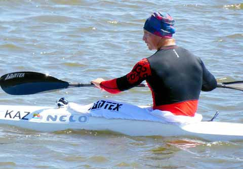Jantex Kayak Spray Skirt in White on a Nelo K1 Kayak