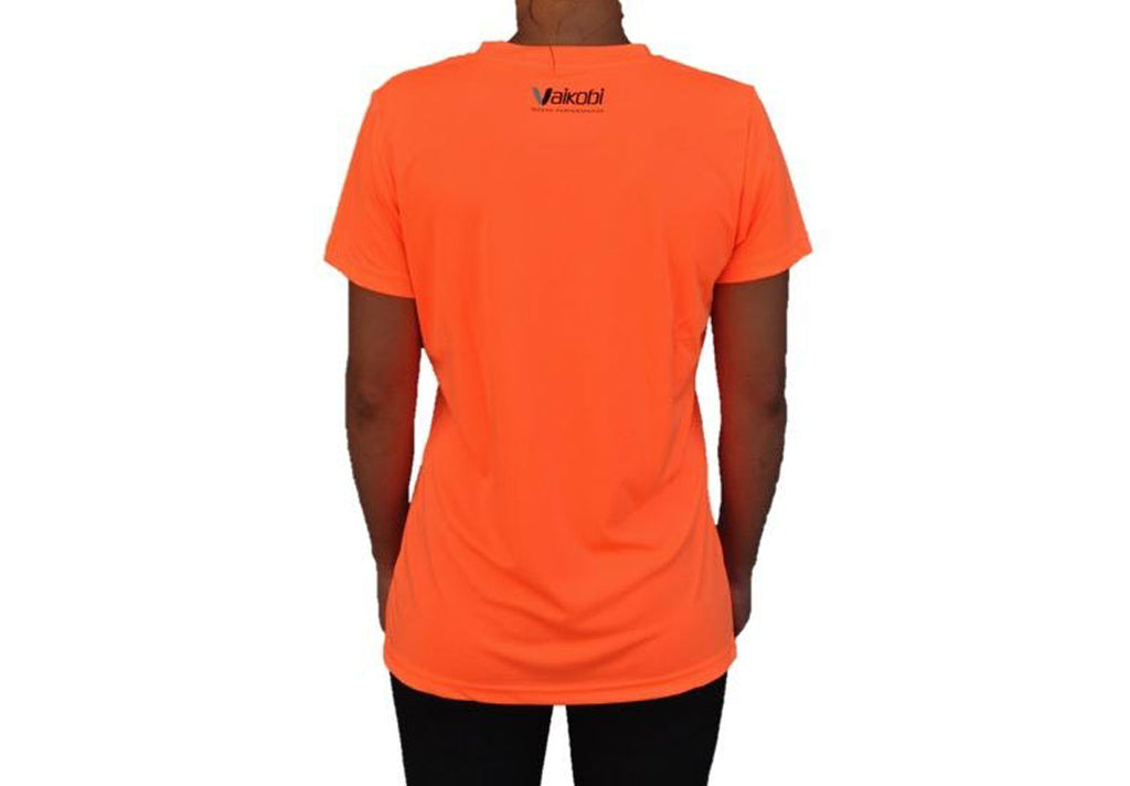 VAIKOBI VOcean S/S Fluro orange back view - woman